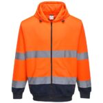 Portwest Hi-Vis Contrast Zipped Hoodie - Orange/Navy