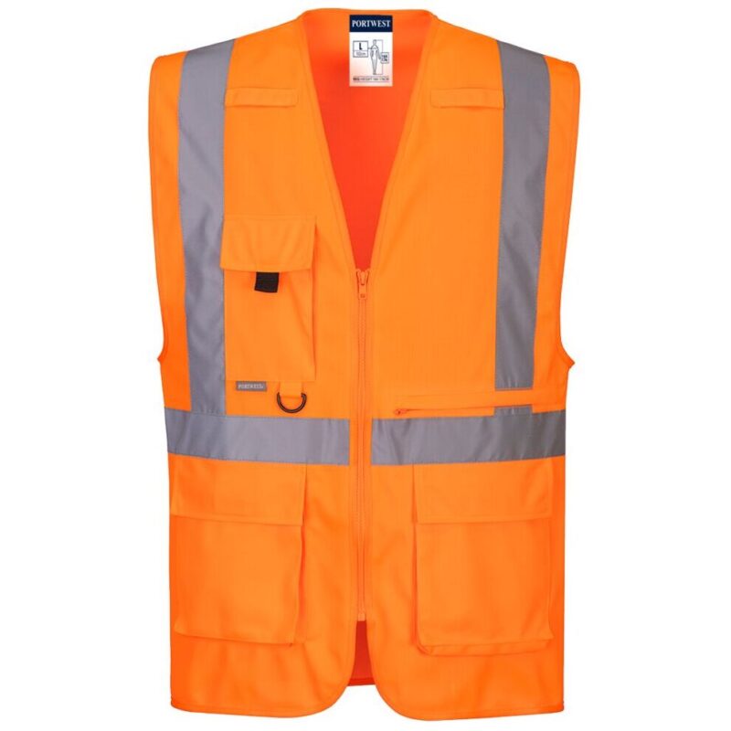 Portwest Hi-Vis Tablet Pocket Executive Vest - Orange