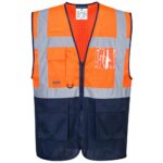 Portwest Hi-Vis Mesh Contrast Executive Vest - Orange/Navy