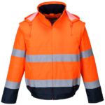 Portwest Hi-Vis 2-in-1 Contrast Essential Lite Bomber Jacket - Orange/Navy