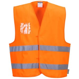 Portwest Hi-Vis Two Band Dual ID Holder Vest - Orange