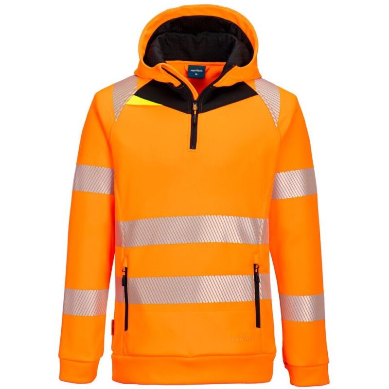 Portwest DX4 Hi-Vis 1/4 Zip Hoodie - Orange/Black