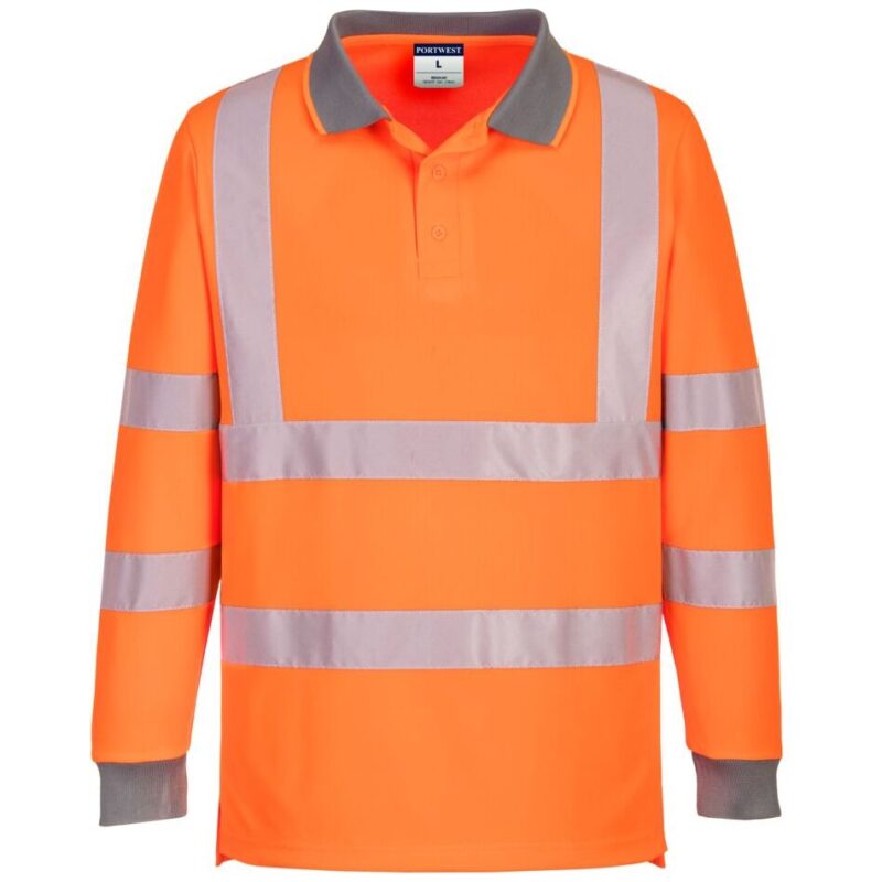 Portwest Eco Hi-Vis Polo Shirt Long Sleeve - Orange