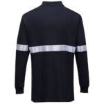 Portwest Flame Resistant Anti-Static Long Sleeve Polo Shirt with Reflective Tape