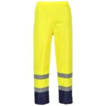 Portwest Hi-Vis Contrast Classic Rain Trousers - Yellow/Navy