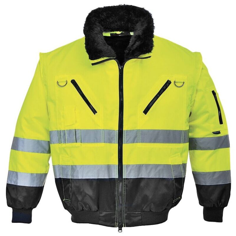 Portwest Hi-Vis 3-in-1 Contrast Pilot Jacket - Yellow/Black