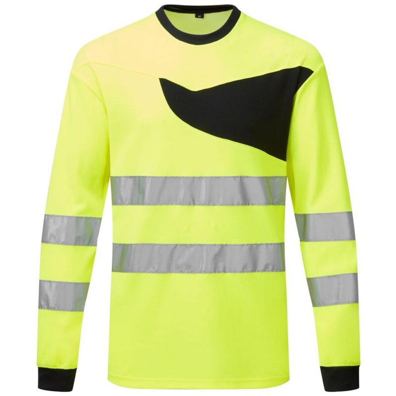 Portwest PW2 Hi-Vis T-Shirt Long Sleeve - Yellow/Black