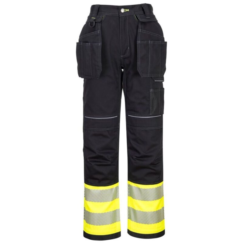 Portwest PW3 Hi-Vis Class 1 Holster Pocket Trousers - Yellow/Black