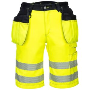 Portwest PW3 Hi-Vis Holster Pocket Shorts - Yellow/Black