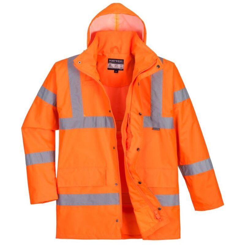 Portwest Hi-Vis Breathable Rain Traffic Jacket - Orange