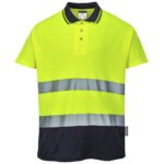 Portwest Hi-Vis Cotton Comfort Contrast Polo Shirt Short Sleeve - Yellow/Navy