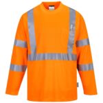 Portwest Hi-Vis Long Sleeve Pocket T-Shirt Orange S191