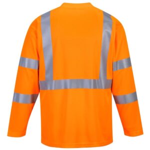 Portwest Hi-Vis Long Sleeve Pocket T-Shirt Orange S191