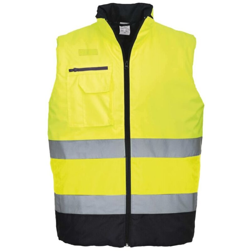 Portwest Hi-Vis Contrast Bodywarmer - Yellow/Navy