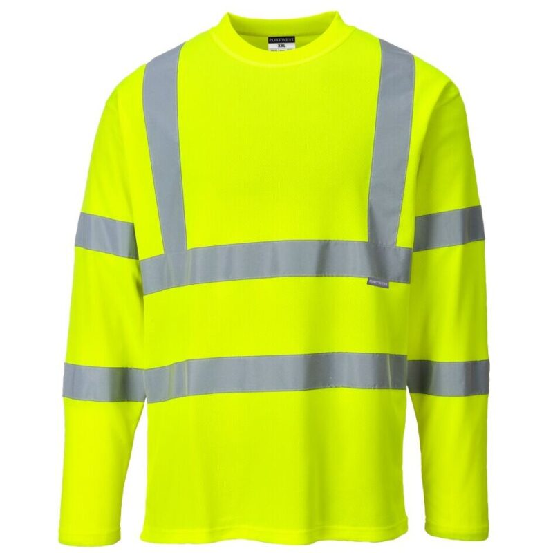 Portwest Hi-Vis Cotton Comfort T-Shirt Long Sleeve - Yellow