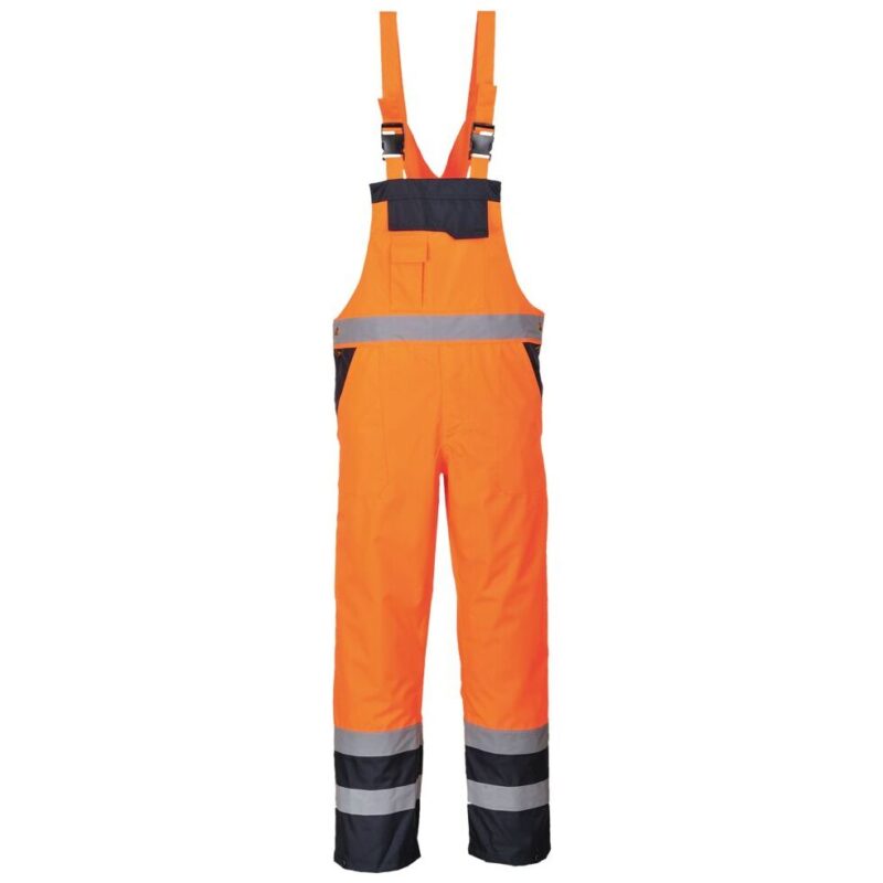 Portwest Hi-Vis Contrast Winter Bib and Brace - Orange