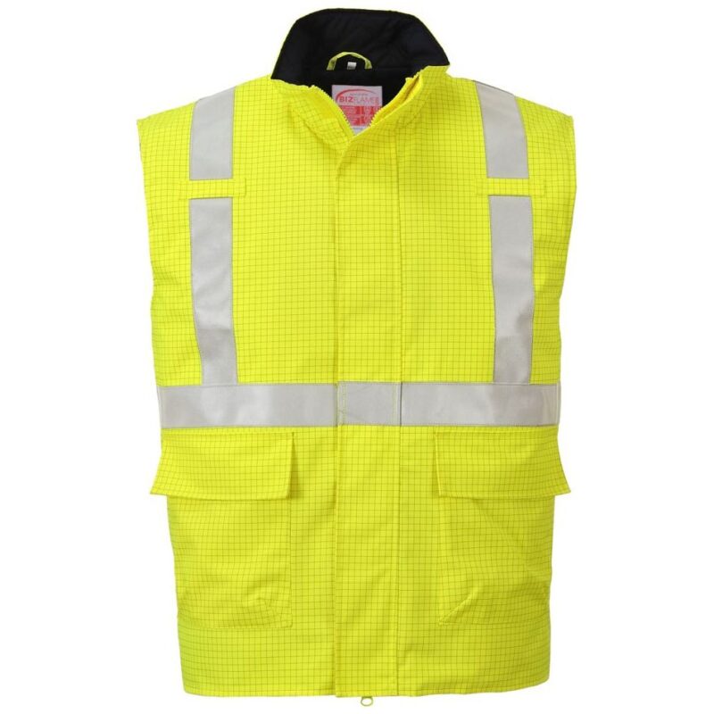 Portwest Bizflame Rain Hi-Vis Anti-static FR Bodywarmer - Yellow