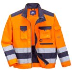 Portwest Lille Hi-Vis Contrast Bomber Jacket - Orange/Navy