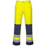 Portwest Seville Hi-Vis Contrast Work Trousers - Yellow/Navy