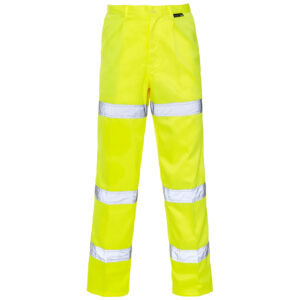 Supertouch Hi Vis Yellow 3 Band Polycotton Trousers