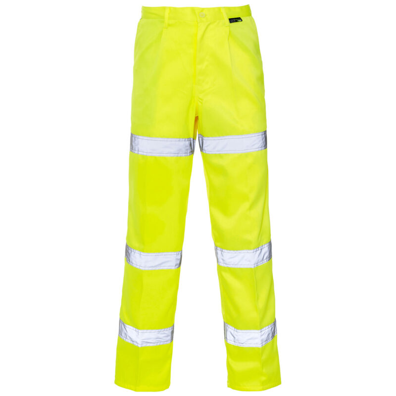 Supertouch Hi Vis Yellow 3 Band Polycotton Trousers