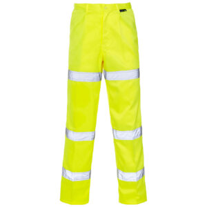 Supertouch Hi Vis Yellow 3 Band Polycotton Trousers Long Leg