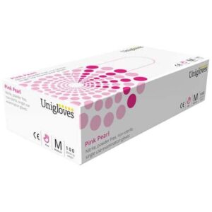 unigloves box of 100 pink pearl nitrile gloves