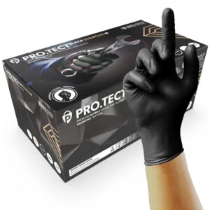 Unigloves PRO.TECT Black HD – Diamond Grip – Heavy Duty Disposable Nitrile Gloves – Powder Free