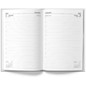 U. 2025 A4 Hardback Page a Day Half Page Weekends Diary